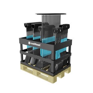 Wooden pallet stand for digging tools